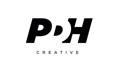 PDH letters negative space logo design. creative typography monogram vector