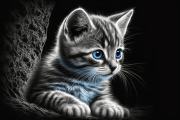 HD picture of a kitten with the sweetest expression. Amazing picture of a little cat. A high resolution photo of a cat, suitable for use as wallpaper or otherwise. Generative AI