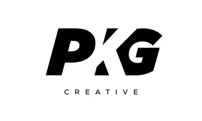PKG letters negative space logo design. creative typography monogram vector