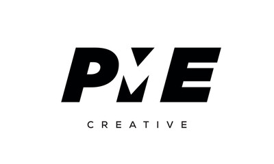 PME letters negative space logo design. creative typography monogram vector