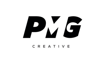 PMG letters negative space logo design. creative typography monogram vector
