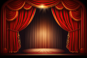 Fototapeta premium Red screen opening in stage