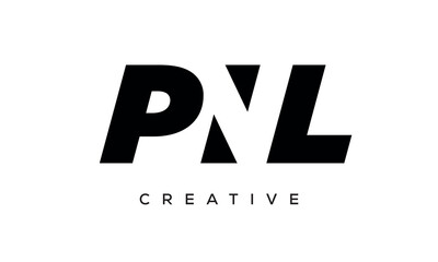 PNL letters negative space logo design. creative typography monogram vector