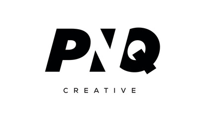 PNQ letters negative space logo design. creative typography monogram vector