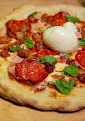 pizza with salami and cheese