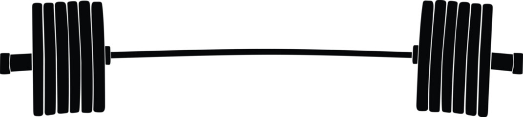 sport barbell with plates for powerlifting black silhouette