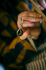 Barbershop, close-up of cutting hair. Vintage style. High quality photo