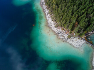 Great view of the snow rocky massif. Popular tourist attraction. Dramatic 