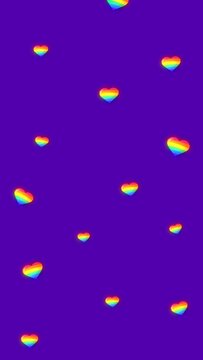 Rainbow Heart Vertical Animated Background Stock Footage