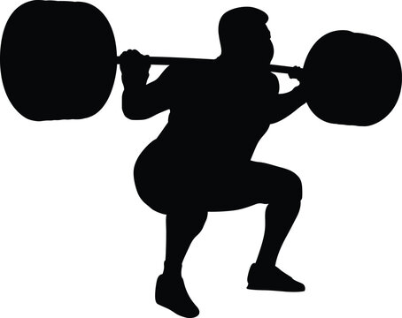 recommend clip art: male powerlifter squatting in powerlifting black silhouette