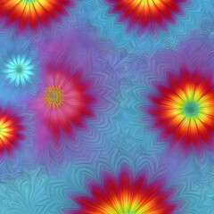 Fototapeta na wymiar Blumen Muster Dekoration Tapete - Creative Trend: Psychic Waves - Generative AI