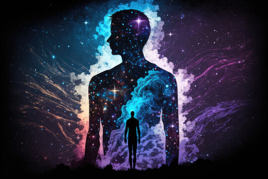 Spiritual Human Silhouette Neurons Exploring the Intersection of Mind and Soul AI Generated
