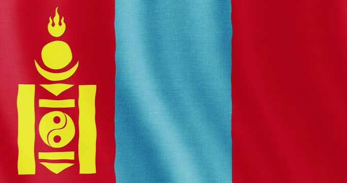 4k seamless loop animation with the flag of Mongolia. Mongolian flag backdrop seamless animation.