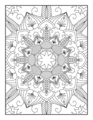 Fototapeta premium Vector abstract mandala pattern. Coloring book Lace pattern The tattoo. mandala coloring pages. Adults Mandala Coloring Page for KDP Mandala. Coloring Page. Coloring page mandala background.