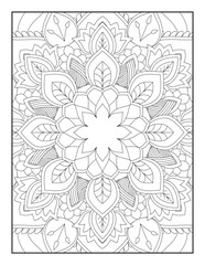 Vector abstract mandala pattern.  Coloring book Lace pattern The tattoo. mandala coloring pages. Adults Mandala Coloring Page for KDP Mandala. Coloring Page. Coloring page mandala background.