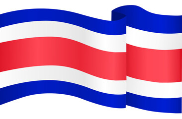 Costa Rica flag wave isolated on png or transparent background