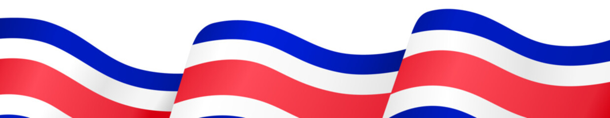 Costa Rica flag wave isolated on png or transparent background