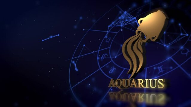 golden Aquarius Horoscope zodiac background