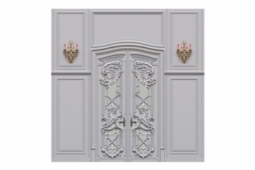 interior doors isolated on white background, interior furniture, 3D illustration, cg render