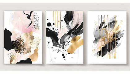 Abstract Arrangements. Black elements, textures. Posters