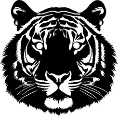 Tiger, black color, tattoo style, vector.