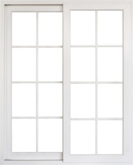 Real vintage house window frame isolated on white background