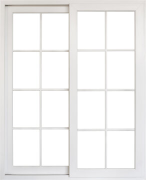 Real vintage house window frame isolated on white background