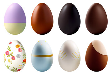 set of isolated chocolate eggs