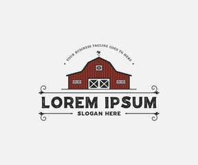 Vintage red barn farm logo design vector template. Farm house logo design © Hunter Leader