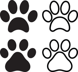 Fototapeta premium paw print icon set . dog or cat paw . dog foot icon