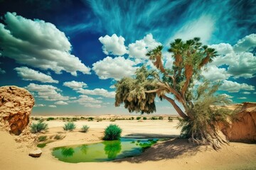 Obraz na płótnie Canvas In the midst of the Siwa Desert stands the oasis of Siwa. Generative AI