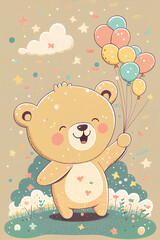 Obraz na płótnie Canvas Adorable nursery baby bear illustration