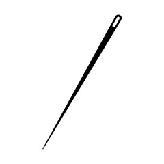 Needle icon. Simple sewing needle with hole or eye. Vector Illustration