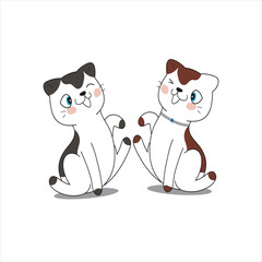 Vector cute cat cartoon vector illustration animal nature icon concept