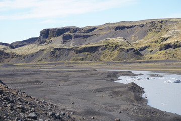 Lake at Solheimajokull glacier in Iceland
