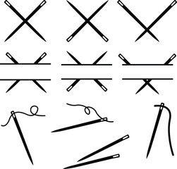 Set of sewing needle with blank tag. Tailor logo design