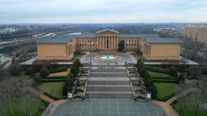 Famous Museum of Art in Philadelphia - aerial view - drone photography