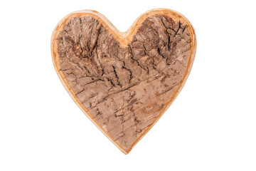 isolated carved wooden heart