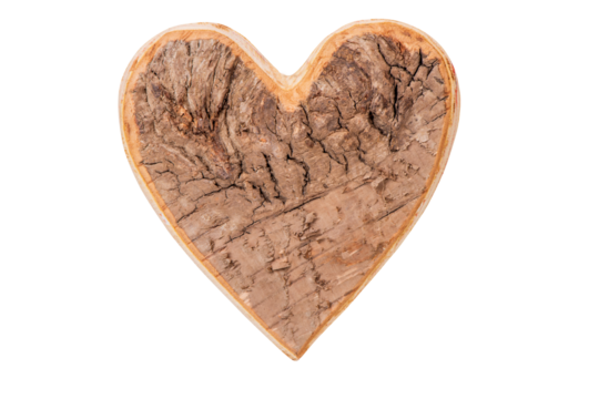isolated carved wooden heart - Powered by Adobe