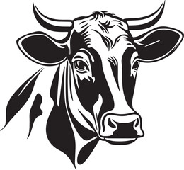 Cow head logo icon Vector Illustration, on a white background, SVG