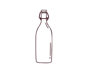 Glass bottle, doodle vector illustration