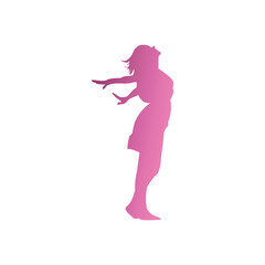 Obraz na płótnie Canvas Vector silhouette of woman with pink gradient for international women's day.