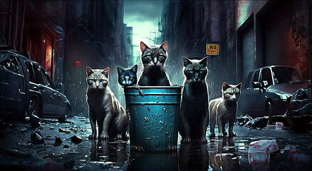 Bronx Cat Gang - obrazy, fototapety, plakaty