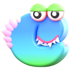 monster alphabet C 3d Illustration