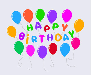 Naklejka premium vector colorful balloons and happy birthday text