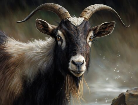 Goat oil painting