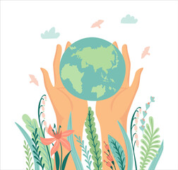 Vector illustration for Earth Day and other environmental concept. Isolated design for card, poster, banner, flyer and other use
