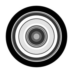 Monochrome Black and White Camera Lens Center Deep Fill Circle with Repeat Border for Graphic Resources