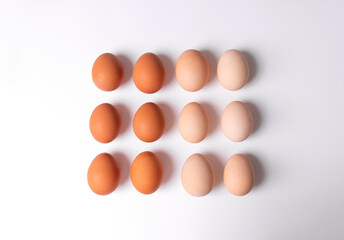 Cooking. Organic homemade eggs on a white background