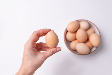 Cooking. Organic homemade eggs on a white background